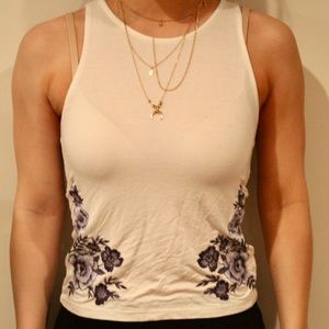 White and blue floral tank top